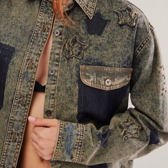 ONE TEASPOON Everyday Blue Classic Star Shirt (Size: S) NWOT - Picture 8 of 12